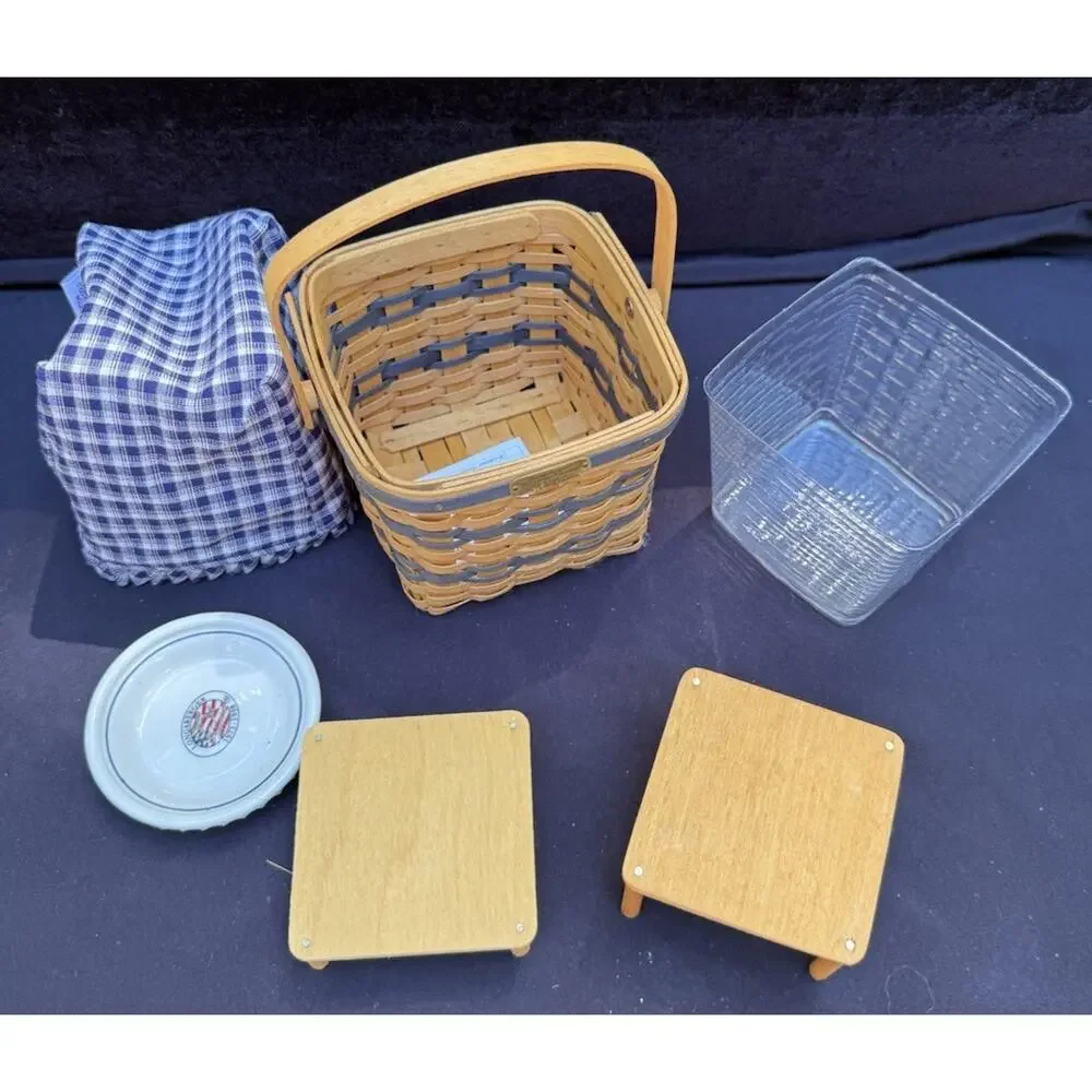 Longaberger Collectors Club Miniature 2 Pie Basket Risers Bonnie Pie Plate Mint!
